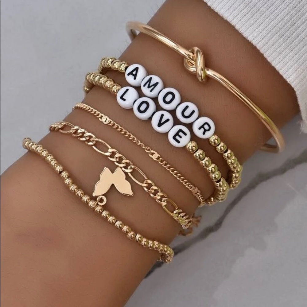 Amour Love Gold Bracelet Set